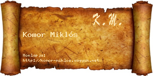 Komor Miklós névjegykártya